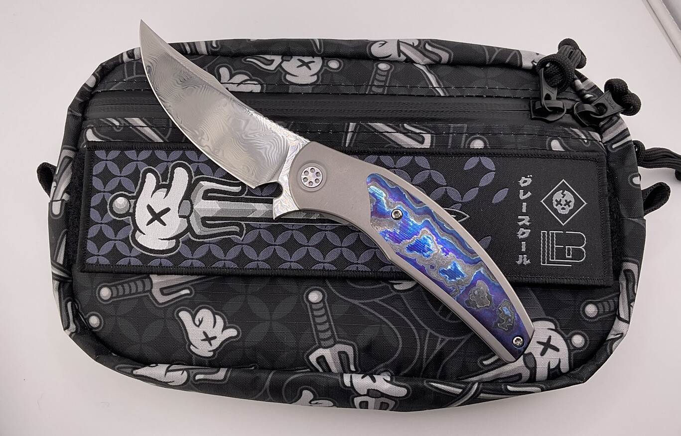 Sharp By Design Mini Chicane Titanium Zircuti Damasteel Persian Blade Knife