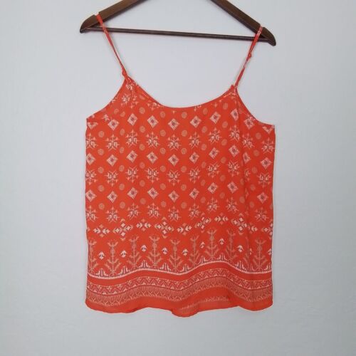 LOFT Trägertop orange weiß Boho Print Gr. M ärmellos leichte Bluse