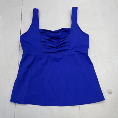 Venus Blue Pleated Tankini Top Women s Size 8 New