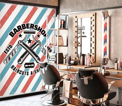 3D Trend W266 Hair Cut Barber Shop Wallpaper Wall Mural Self-adhesive Vera
