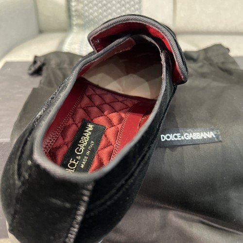 DOLCE AND GABBANA Men's Black Velvet Dress Shoe Slip On Brogues Size 7.5 41.5 - Picture 13 of 16