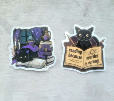 Haunted Active Spirit Witch Owned Spell Book Cat Sticker Lot Of 2 Pcs