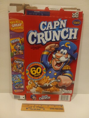 Quaker Cap'n Crunch 60 Years Cereal Box - Flat - Empty