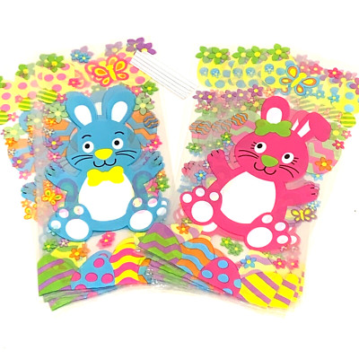 10 x OSTERHASE SCHMETTERLINGE & EIER Zellophan Leckerli Beutetüten 5 rosa & 5 blau