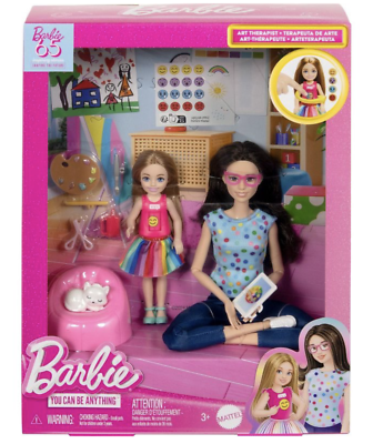 Barbie Art Therapy Playset with Dolls, Pet Accessories Toy New with Box