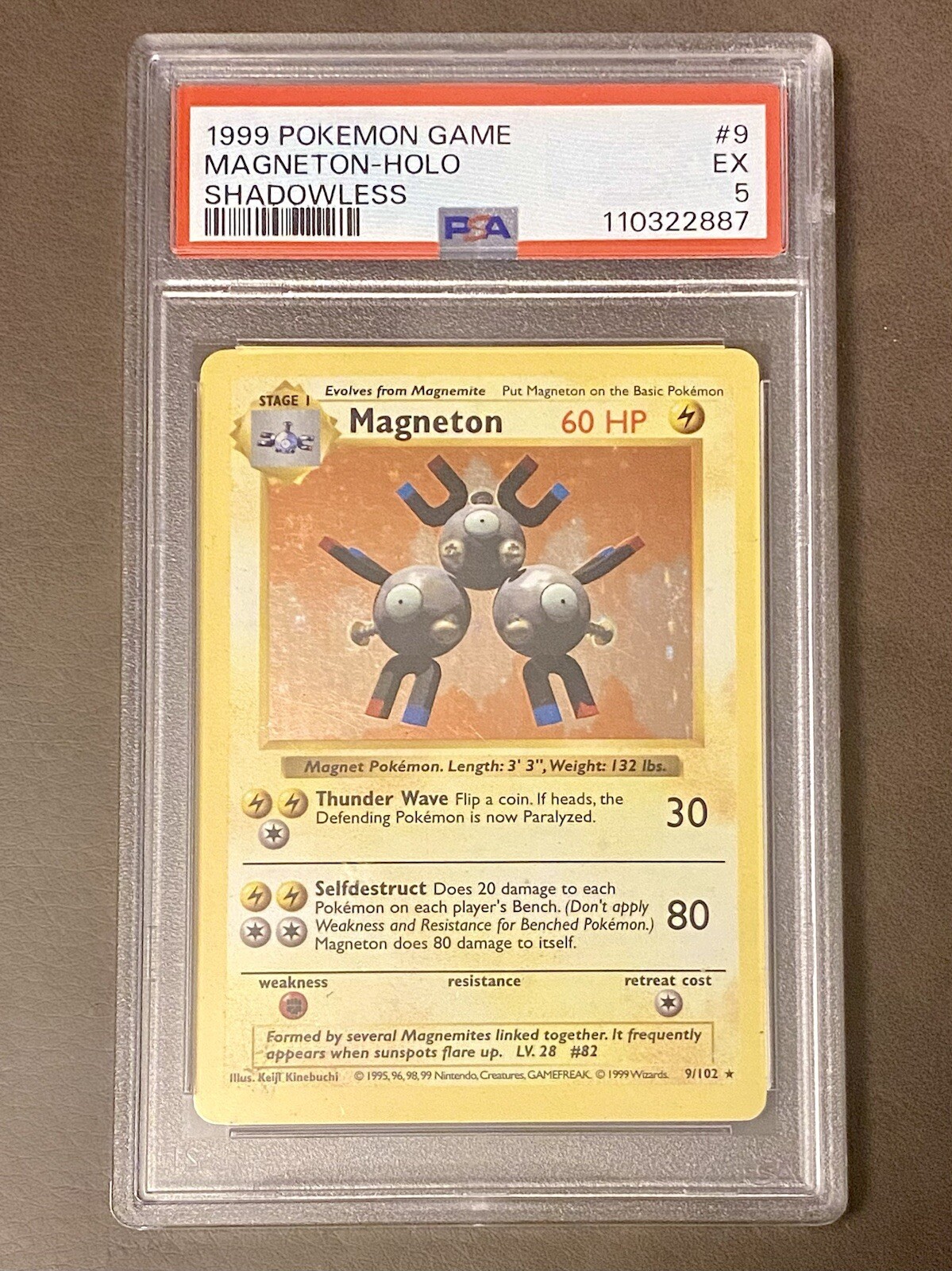 Magneton 9/102 Holo Pokemon Base Set Shadowless Vintage TCG WoTC 1999 (EX) LP