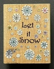 Let it Snow Snowflakes Winter Season Word Phrase Sentiment Wood Rubber Stamp