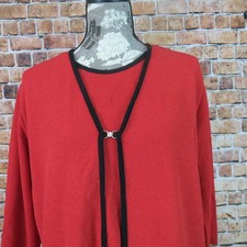 Alice Stuart Woman Blouse Top Size Large Red 2 Layer Look Made In USA
