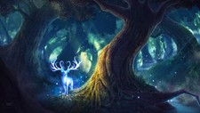 Landscape forest deer white fairy tale deep sun rays Custom Gaming Mat Desk
