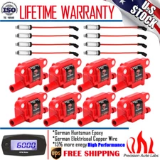 8 Pack Square Ignition Coil & Spark Plug Wire For Chevy Silverado 1500 Tahoe GMC