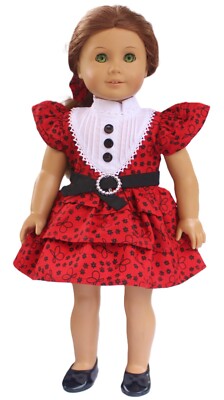 Red & Black Butterfly Dress w/ Hair Bow fits 18'' Popular Girl Size Doll