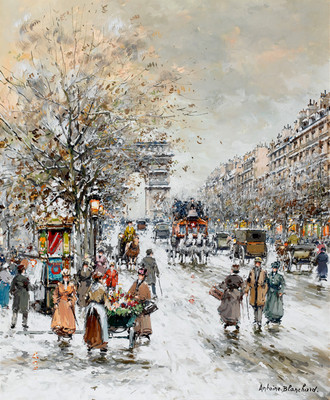 Wall art Oil painting Impression of Paris in winter HD printed on canvas L1055