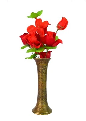 Antik Thema Dekoration Selten Messing Emaille Arbeit Blumenvase (Guldasta) . - Bild 1 von 4