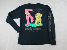 Simply Southern Shirt Womens Medium Blue Low Country High Class Cotton Ladies