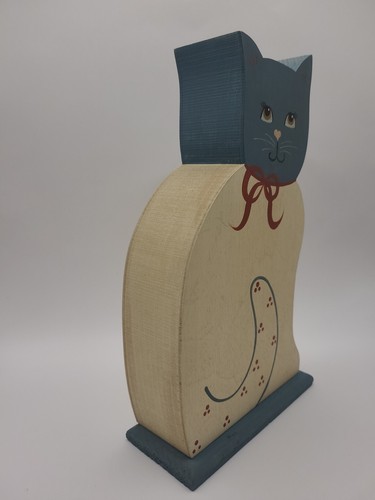 Vintage Wooden Cat Decorative Coin Bank - Hand Painted - Picture 4 of 5