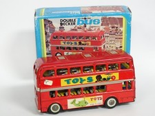 1970's TIN LITHO FRICTION LONDON DOUBLE DECKER BUS with BOX MADE in CHINA 8"
