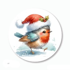 Watercolor Winter Bird Christmas Favors Scrapbook Stickers Envelope Seals Labels