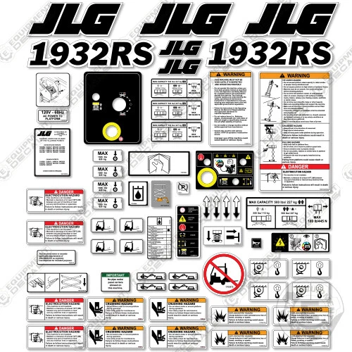 Fits JLG 1932RS Decal Kit Scissor Lift - Warning Sticker Set Logos - 3M Vinyl!