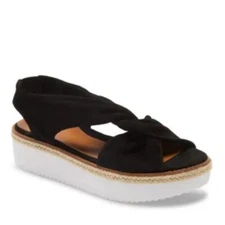 Nordstrom Caslon Joelle Flatform Black Sandals Suede Platform Size 8.5 Y2K NEW