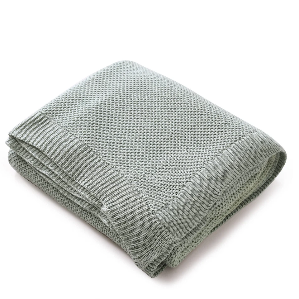 Manta Verde Suave De Acrílico Tejida Con Borlas Para Sofá Cama - Imagen 3 de 4
