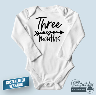 Babybody Baby Body Geschenk Meilenstein Monatsbody Three months 3 Monate Geburt