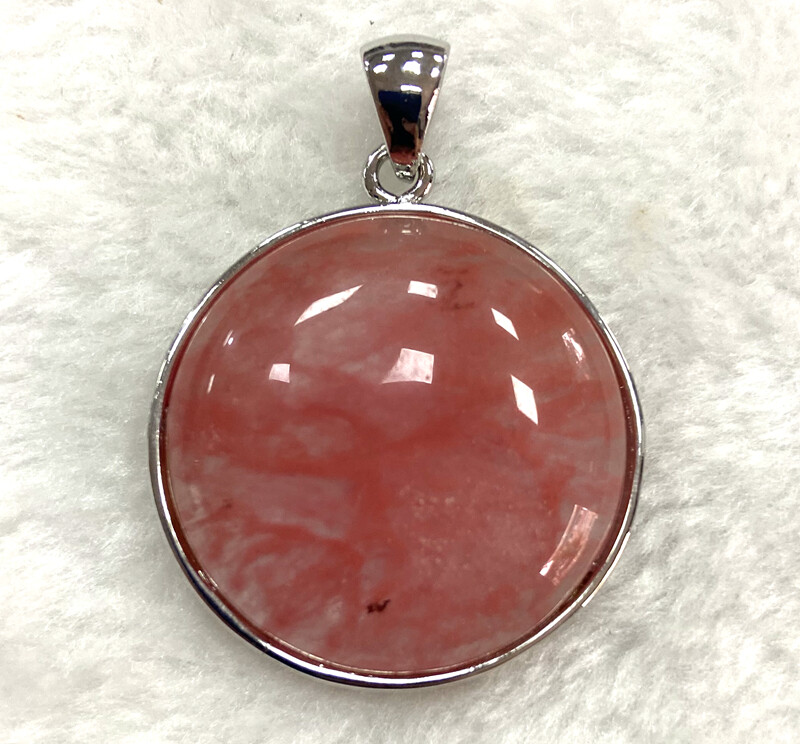 Natural Watermelon Red Crystal /Crystal Gemstone Bead Inlay Pendant eBay