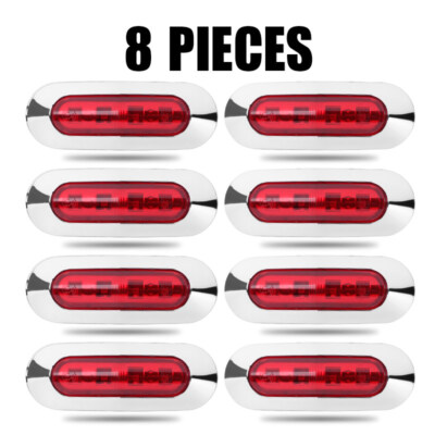 8pcs 4 LED Rot Seitenmarkierungsleuchte Begrenzungsleuchten 12V/24V Anhänger LKW