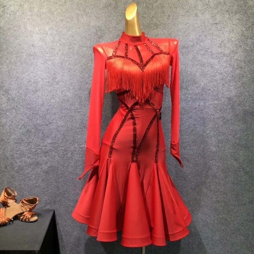 NEU Latein Ballsaal Tanzkleid modern Salsa Walzer Standard langes Kleid #G268 - Bild 4 von 12