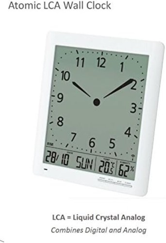 Elegant 10" Digital-Analog Atomic Wall Clock with Day/Date & Temperature Reading - Picture 3 of 4