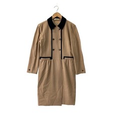 VALENTINO Wool Dress Camel Other Womens Button Collar Pockets Long Sleeve