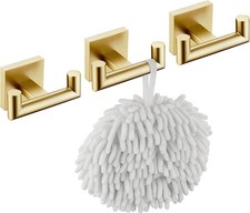 Robe Hooks Bathroom Double Towel Coat Hook for Bath Kitchen Wall Mounted, 3 Pack