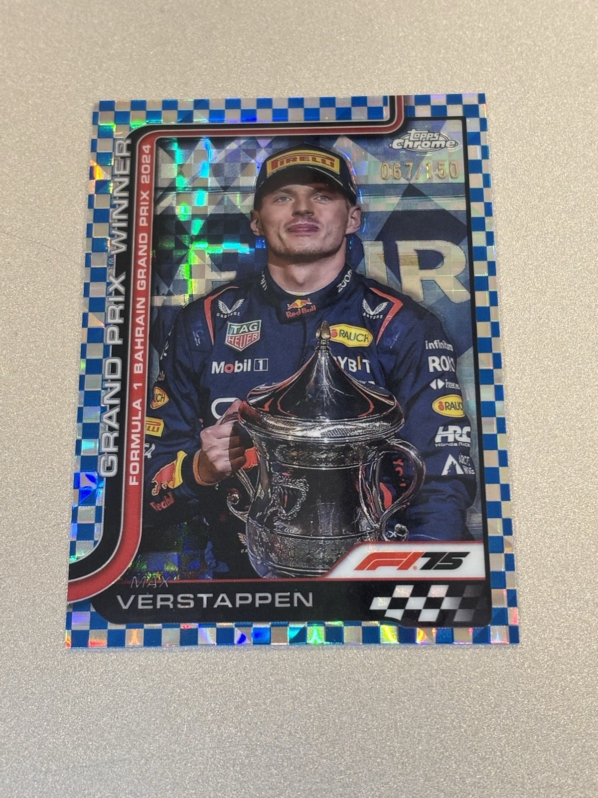 2025 Topps Chrome F1 Max Verstappen Bahrain GP Winner Blue Checker /150 #93