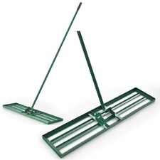 Lawn Leveling Rake Heavy Duty 91x25cm Black Steel Flat Tool Green