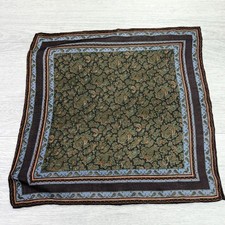 Vintage Cravatte House Hand Made Wool Silk Paisley Pocket Square Scarf Japan