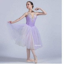 Girl Elegant Performance Romantic Sky Blue Ballet Tutu Dance Costume Dress Stage