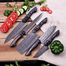 Custom Handmade Damascus Chef Knife Set Kitch...
