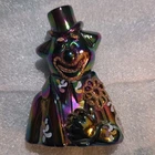 Fenton Hand-Painted Iridescent Carnival Glass Clown Figurine Signed K.R. Stewart