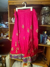 pink Indian ethnic long skirt with embroidered details.