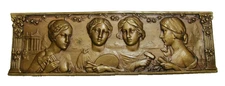 Four Beautiful Maidens Antique Bronze High Relief Decorative Arts Women Plaque