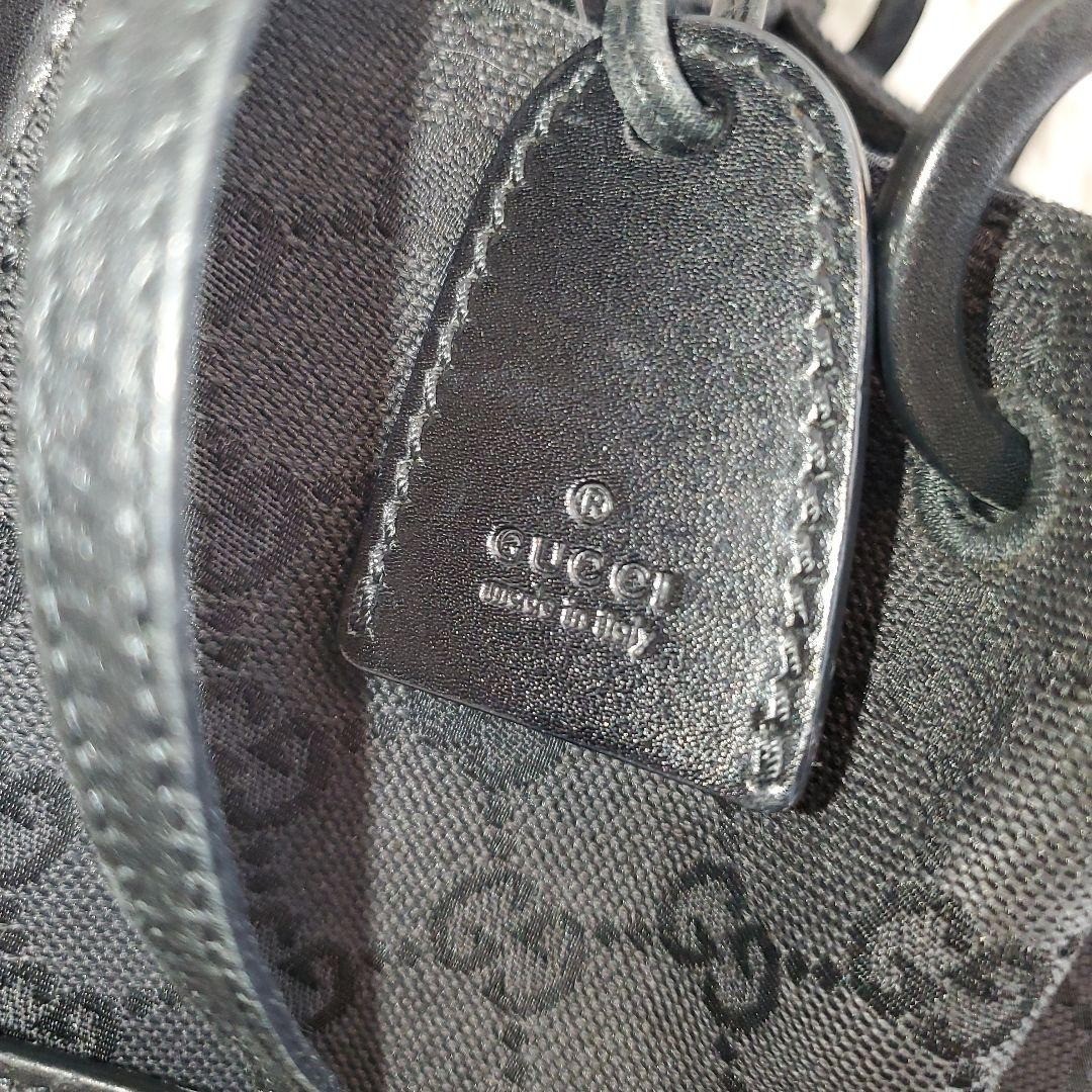 GUCCI GG Canvas Classic Tote Shoulder Bag Magnetic Leather Black Silver USED thumbnail 7