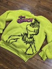 Dr Seuss The Grinch Fuzzy Pullover Sweatshirt Sz.XS Green Ugly Christmas Sweater