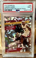 2010 Donruss LeBron James Cracked Ice Production Line Rack Pack #85 PSA9 Heat