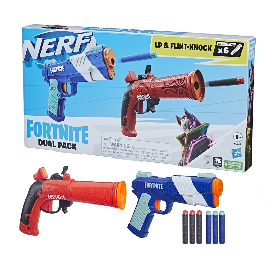 NERF Fortnite Dual Pack LP & Flint-Knock Blasters With 6 Elite