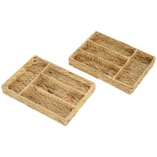 Produktbild - HOMCOM 2er-Set Aufbewahrungskorb, geflochtener Körbe Wasserhyazinthe Refurbished