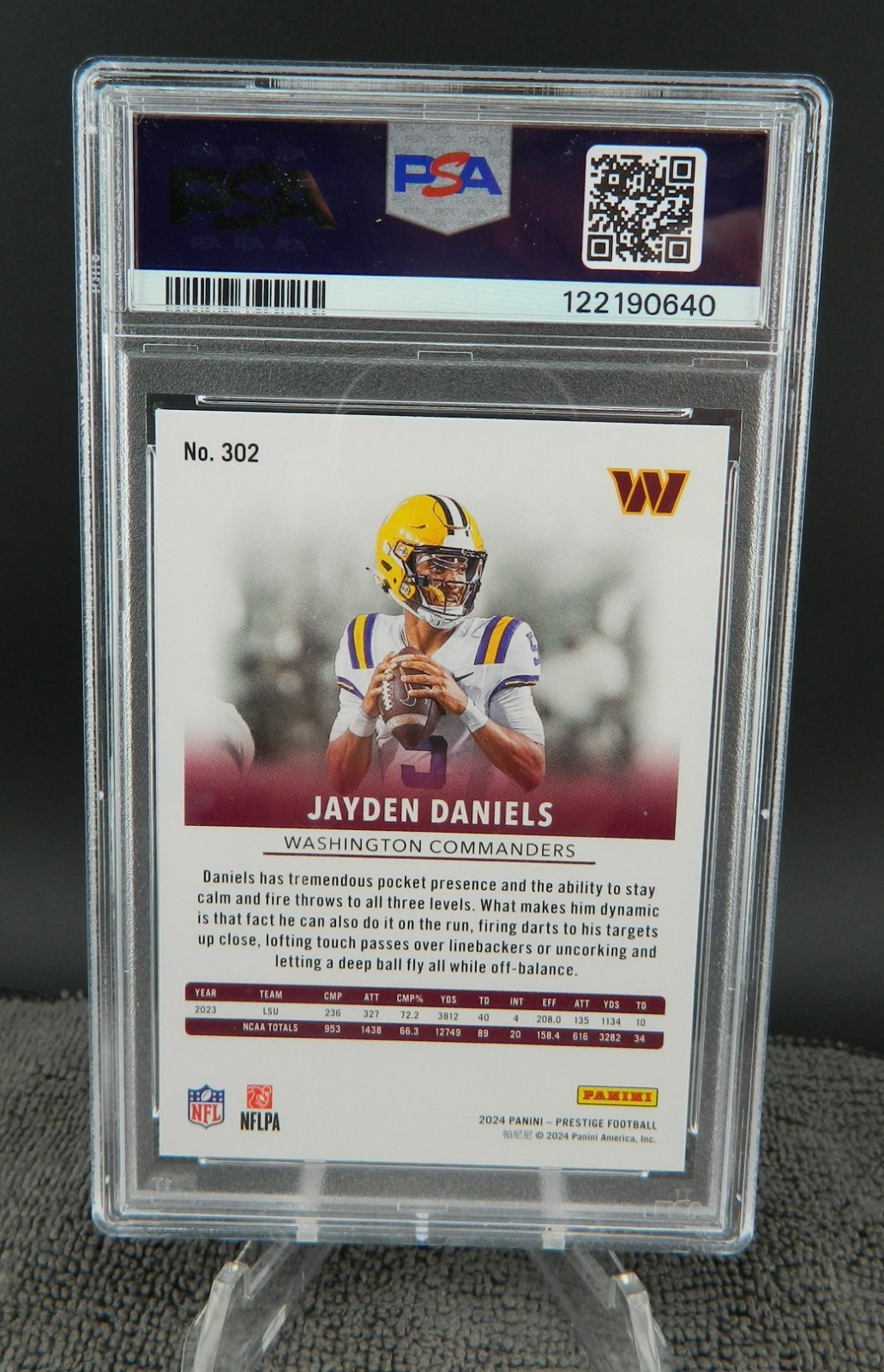 Panini 2024 Prestige Football Jayden Daniels Rookie PSA GEM MINT 10 #302 view 2
