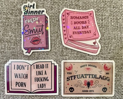 Holographic Smut Stickers | Romance Bookish Glitter Decals for Spicy Readers x8