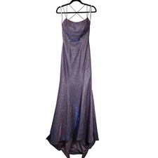 Sherri Hill Electric Purple Strappy Glitter Formal Prom Gown Dress 52614 Size 4