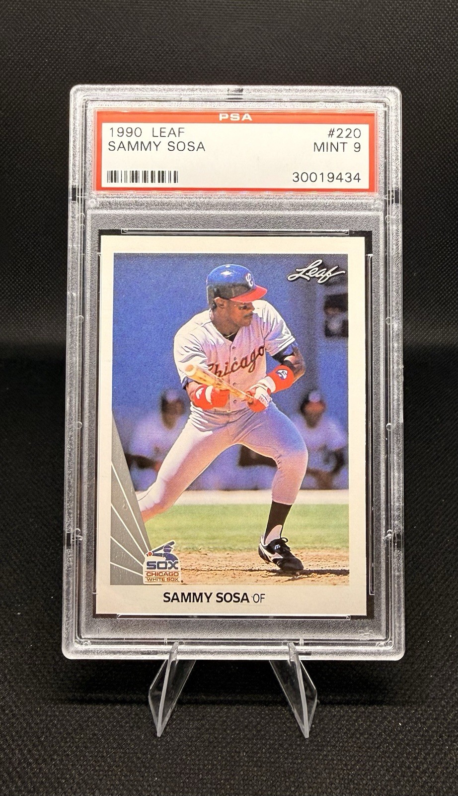 1990 LEAF #220 Sammy Sosa Chicago White Sox PSA Mint 9 view 1