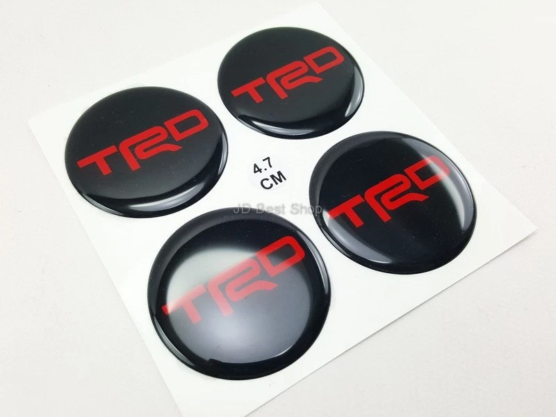 Stickers Size Resin Reflect Logo Decor Wheels Center Caps 47mm. for TRD Set 4pcs - Picture 1 of 5