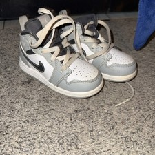 Nike Air Jordan 1 Mid Toddler 7C Gray White Black Retro Sneakers Shoes